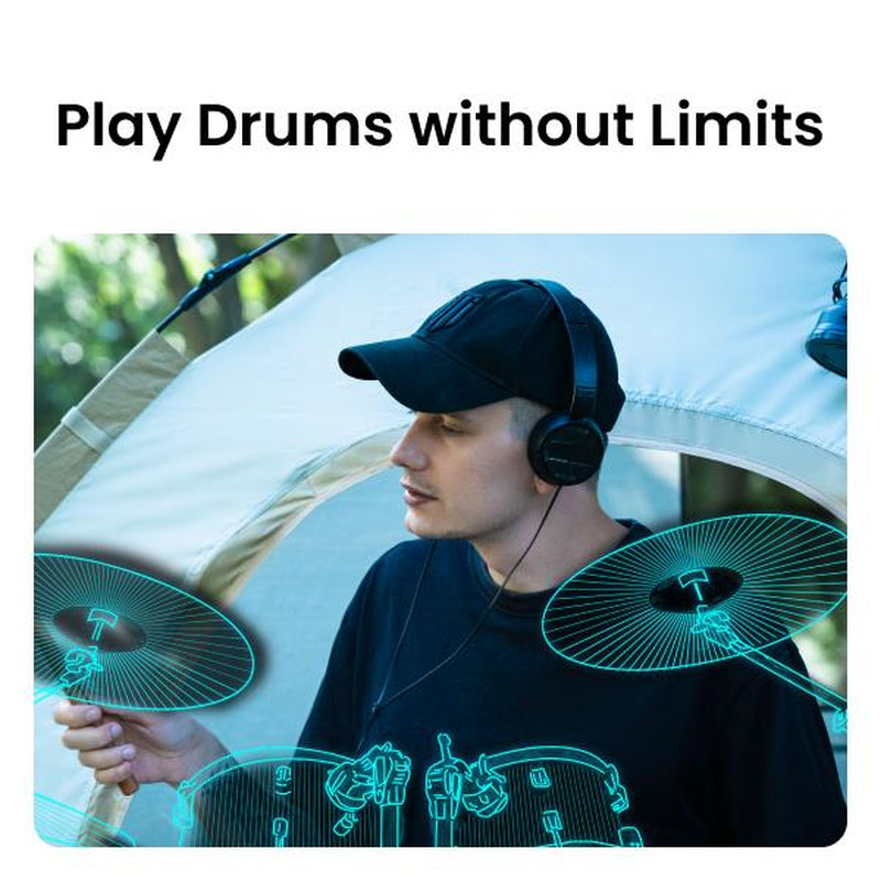 Aeroband Pocketdrum2Max Electric Air Drum Sticks, Pedals, Bluetooth, USB MIDI Function, Electronic Drum Set for Adults, Kids, Professionals, Gift Percussion Instrument